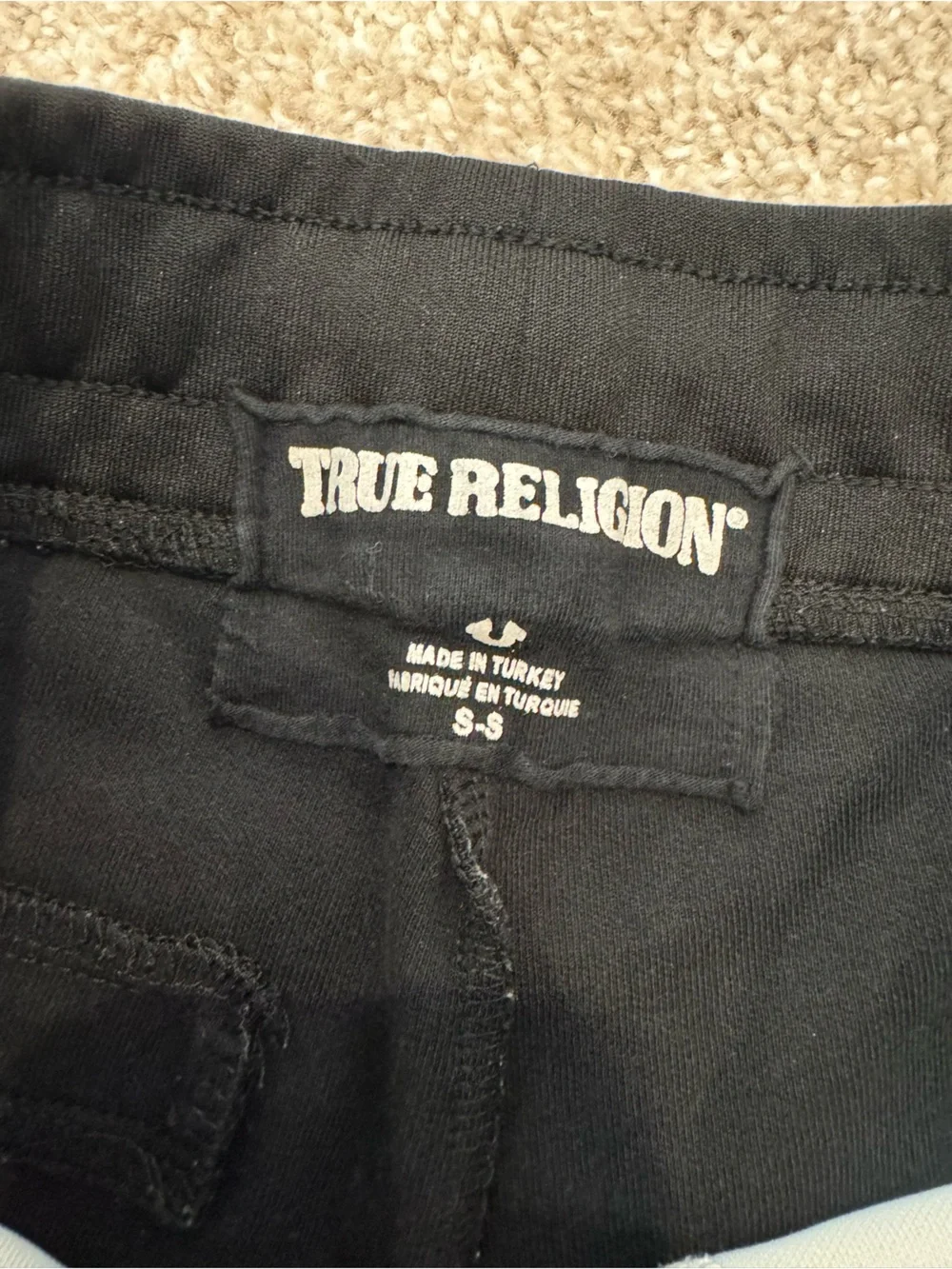 True Religion Black Joggers with White Side Stripes